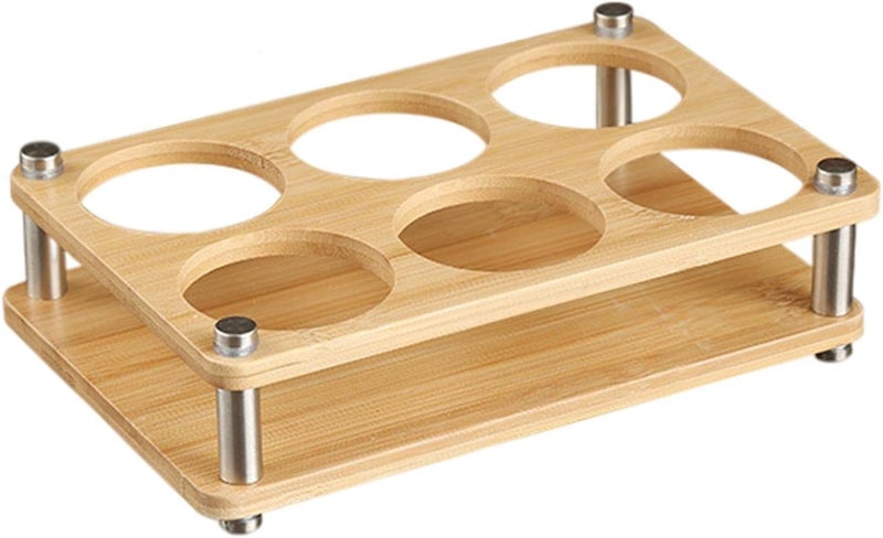 ويوبلز طقم أكواب صغيرة - صينية حامل لـ 6 أكواب صغيرة - حامل كوكتيل من الخيزران الصلب وحامل أكواب صغيرة، رف عرض أكواب الويسكي والتيكيلا، حامل أكواب صغيرة دائري للحفلات والحانات - Image 1